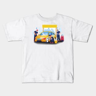 Hand Drawn "Car Washing" Kids T-Shirt